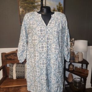 LOF Blue and Cream Floral Blouse